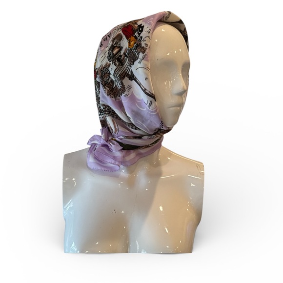 Vintage Cre’ation J. Franco Paris Scenic Souvenir Scarf Belle E’poque Print 31” - Picture 10 of 15